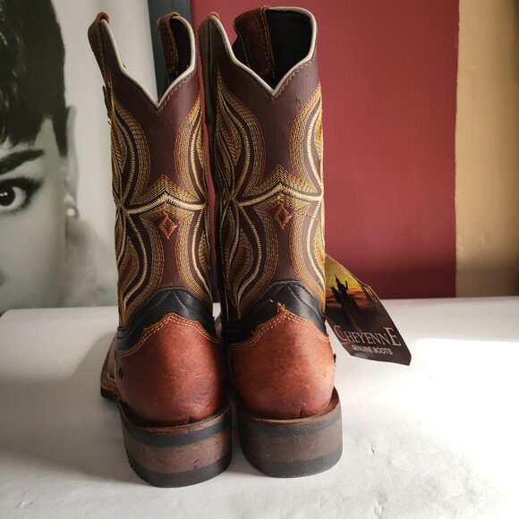 NEW WOMANS CHEYENNE LEATHER WESTERN RODEO COWBOY BOOTS SZ 9 - Picture 2 of 13